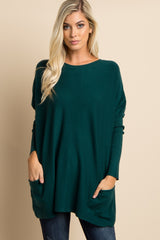 Green Pocketed Dolman Sleeve Top
