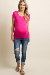PinkBlush Fuchsia Ruched Short Sleeve Maternity Top