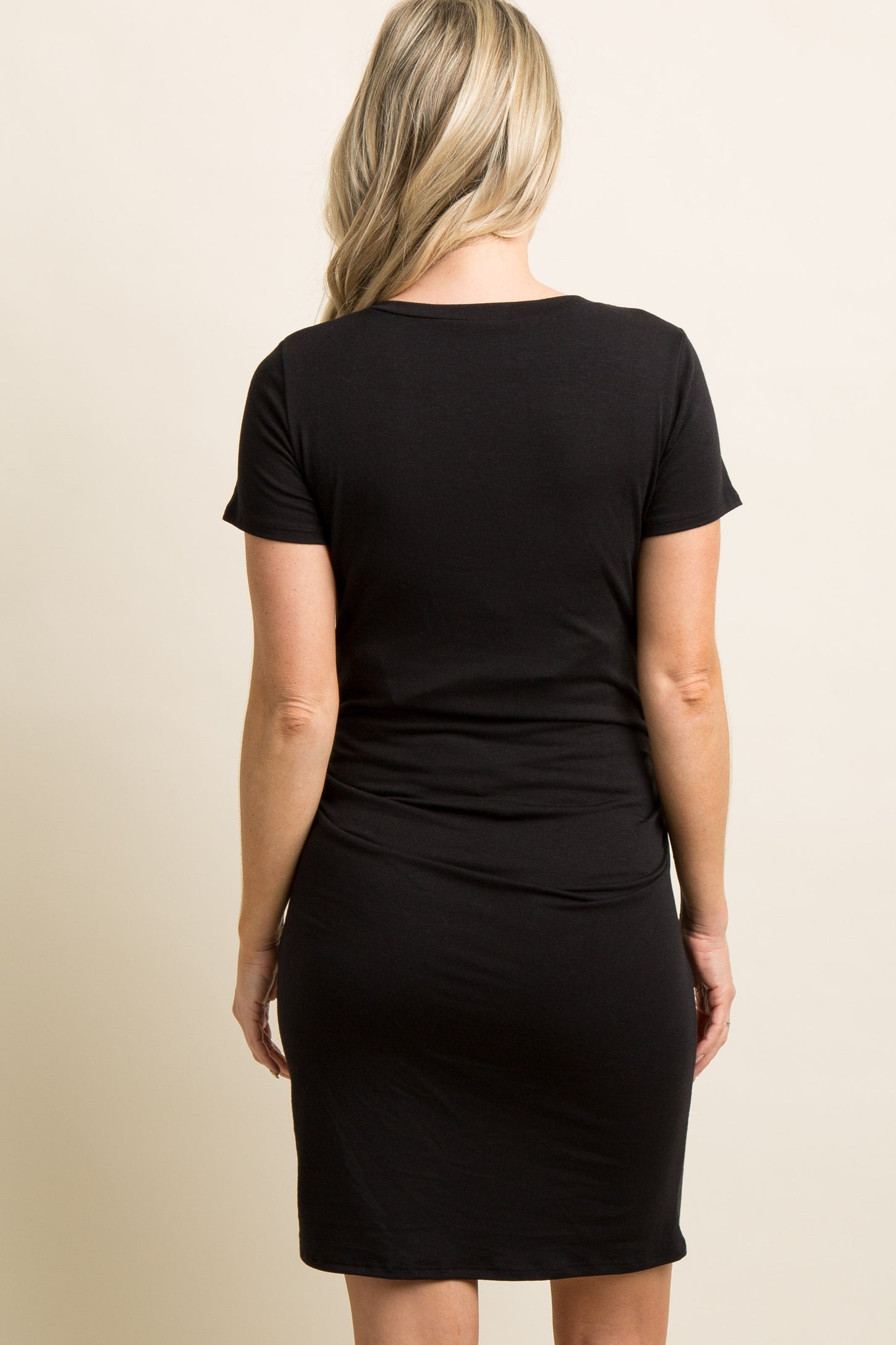 PinkBlush Black Basic Ruched Fitted Maternity Dress