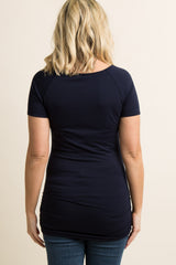 PinkBlush Navy Basic Fitted Short Sleeve Maternity Top