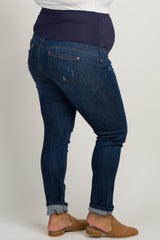 PinkBlush Navy Blue Solid Basic Plus Maternity Jeans