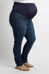 Navy Solid Basic Plus Maternity Jeans