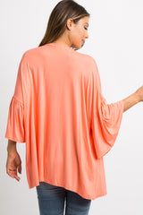 Coral Solid Bell Sleeve Cardigan