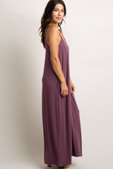 Purple Solid Cami Maxi Dress