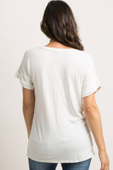 Ivory Solid Pocket Maternity Top
