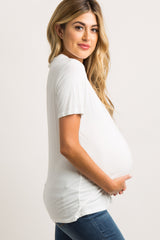 Ivory Embroidered Mesh Pocket Maternity Top