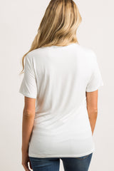 Ivory Embroidered Mesh Pocket Maternity Top