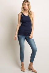 Navy Blue Fitted Tank Top