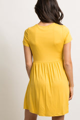 PinkBlush Yellow Solid Crochet Trim Shift Dress