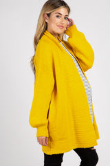Yellow Knit Puff Sleeve Maternity Cardigan