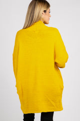 Yellow Knit Puff Sleeve Maternity Cardigan