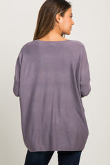 Purple Pocketed Dolman Sleeve Top