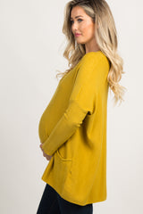 Yellow Pocketed Dolman Sleeve Maternity Top