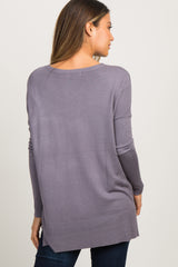 Purple Knit Dolman Sleeve Top