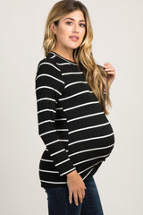 Black Striped Knotted Maternity Top