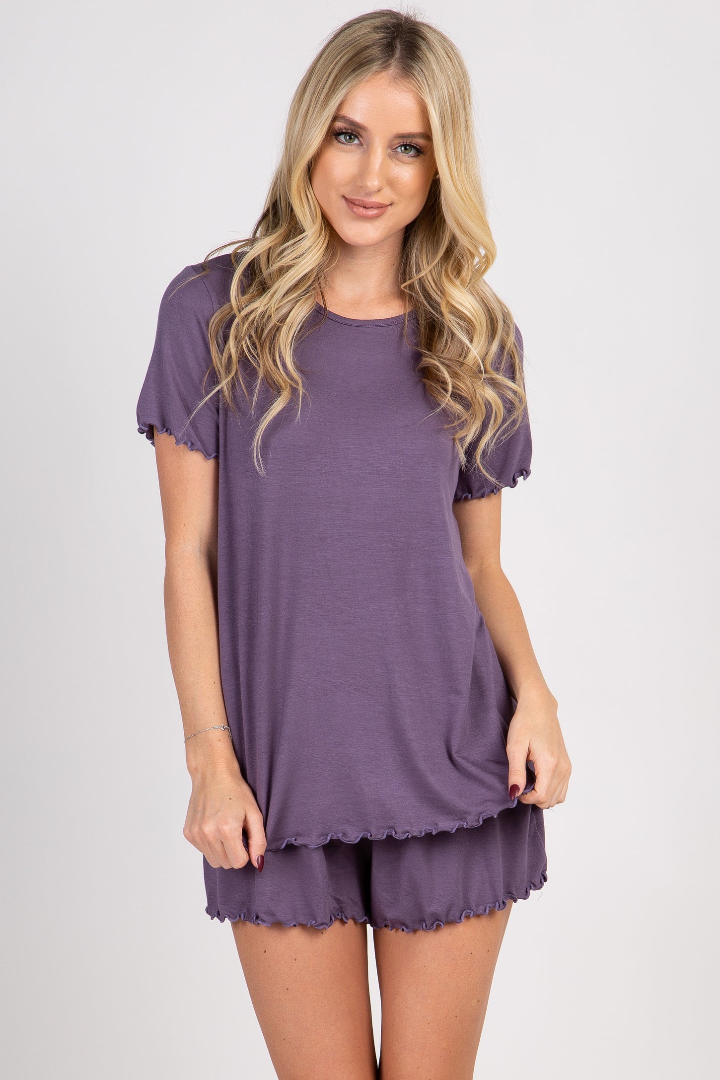 Lavender Ruffle Trim Pajama Set