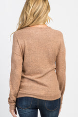 Mocha Lace Accent Soft Knit Maternity Sweater