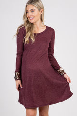 Burgundy Long Sleeve Sequin Maternity Dress