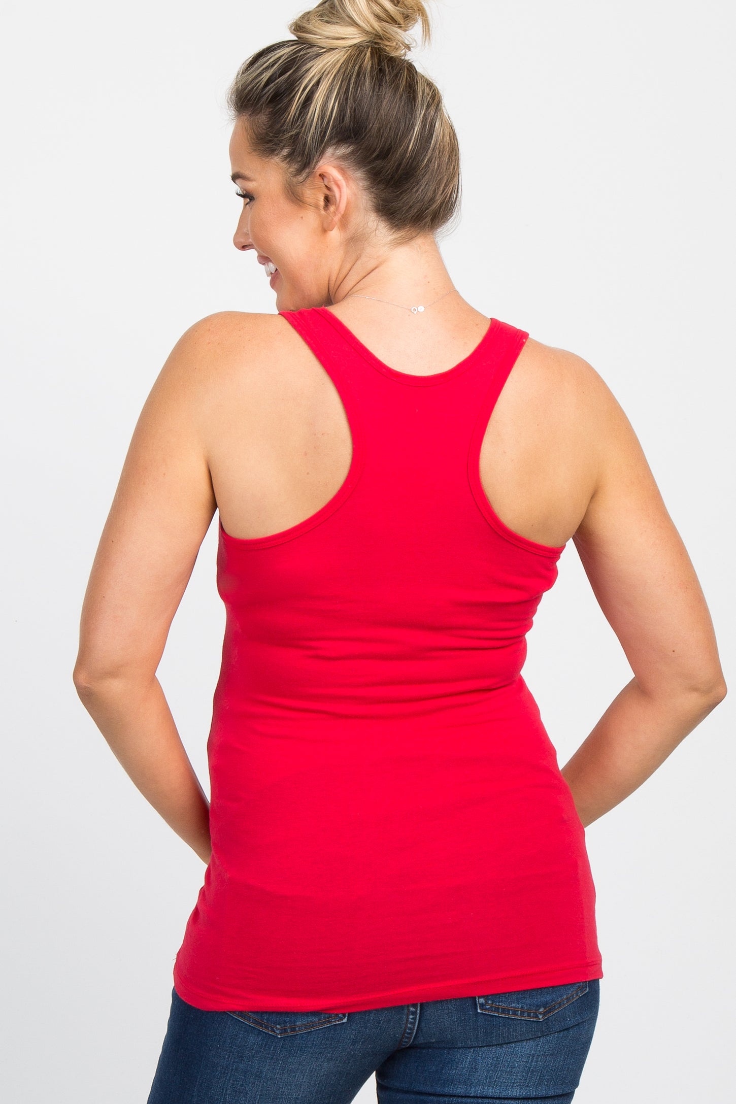 Red Fitted Maternity Tank Top