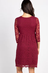PinkBlush Burgundy Lace Overlay Wrap Dress