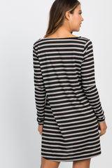 Black Striped Pocket Shift Dress