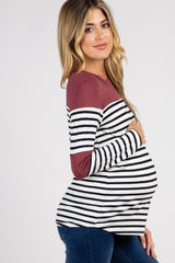 PinkBlush Burgundy Striped Colorblock Maternity Top
