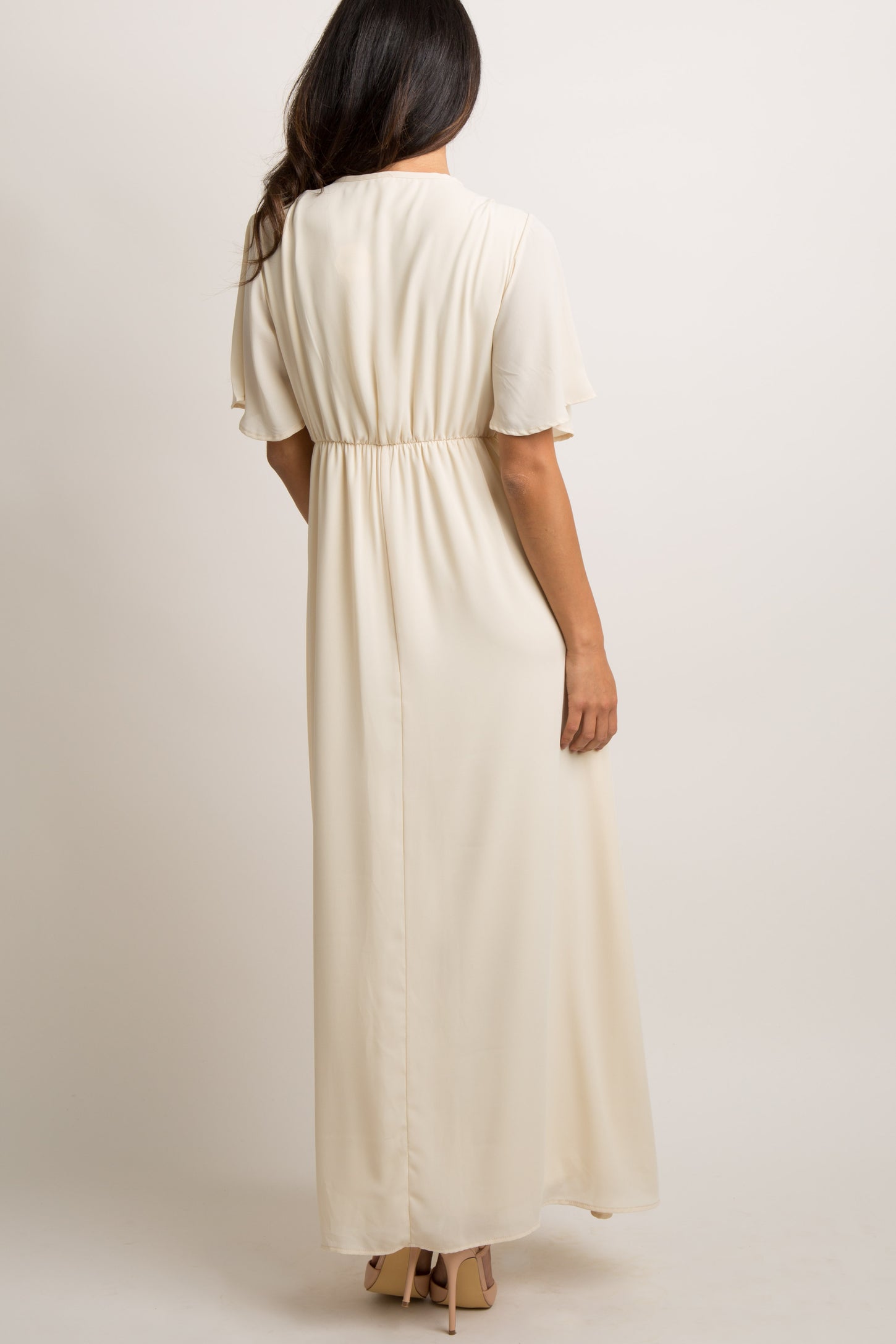 Tall Ivory Chiffon Bell Sleeve Maxi Dress