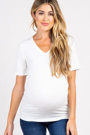 Ivory Basic V-Neck Maternity Top