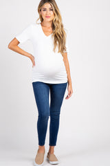Ivory Basic V-Neck Maternity Top