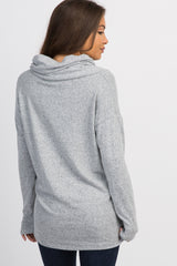 Heather Grey Soft Knit Button Collar Maternity Top