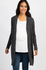 PinkBlush Charcoal Knit Elbow Patch Maternity Cardigan