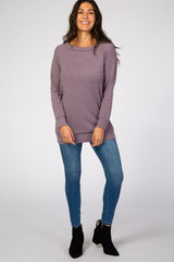 Purple Basic Maternity Sweater