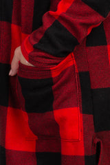 Red Plaid Long Sleeve Maternity Cardigan