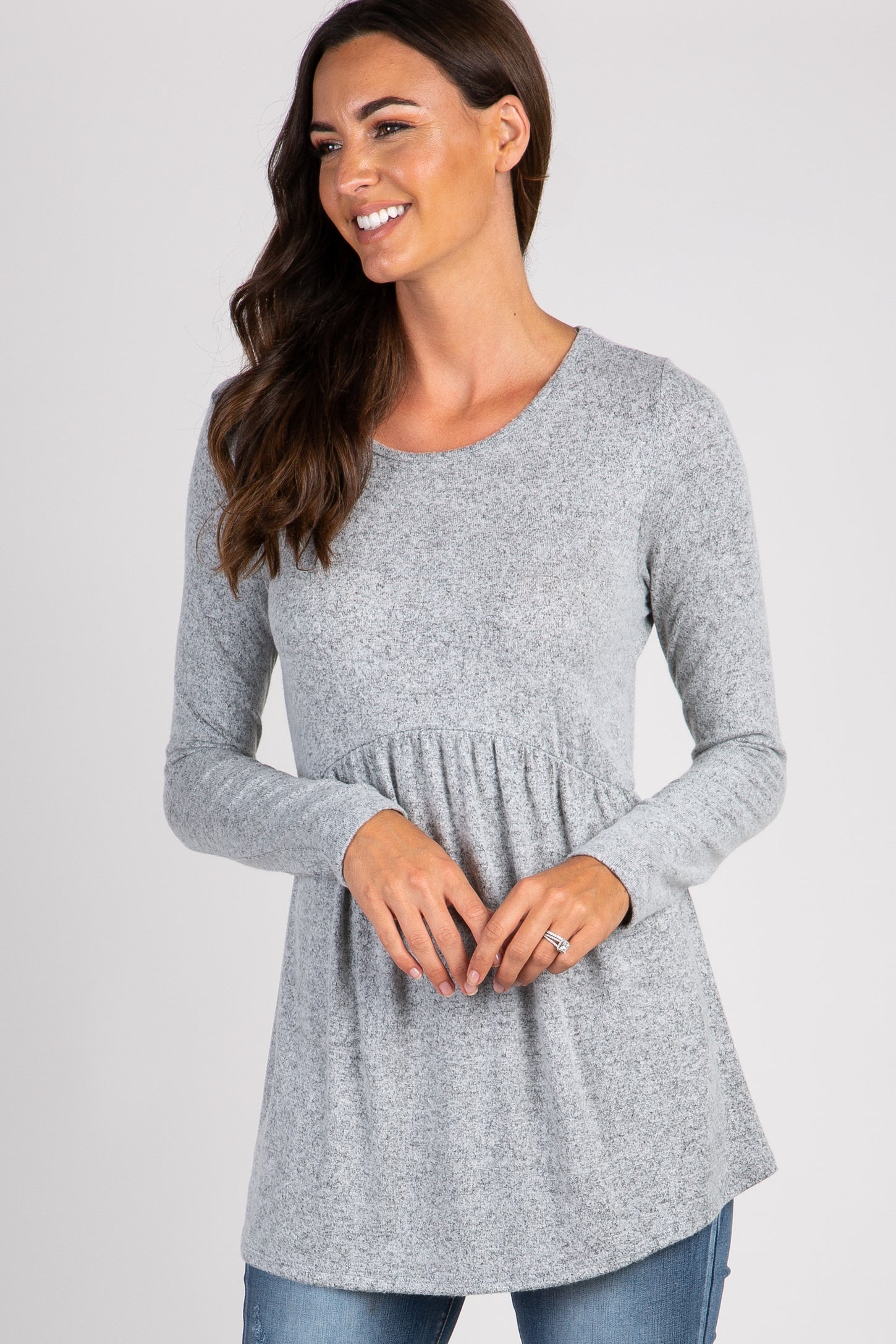 PinkBlush Heather Grey Soft Knit Maternity Peplum Top