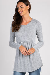 PinkBlush Heather Grey Soft Knit Maternity Peplum Top