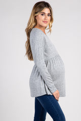 PinkBlush Heather Grey Soft Knit Maternity Peplum Top