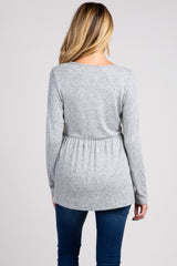 PinkBlush Heather Grey Soft Knit Maternity Peplum Top