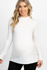 Ivory Knit Mock Neck Long Sleeve Maternity Top