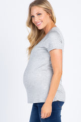 Heather Grey Short Sleeve Nursing Maternity Top