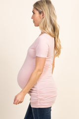 PinkBlush Pink Ruched Short Sleeve Maternity Top