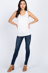 PinkBlush Ivory Button Accent Tank Top