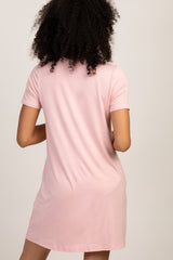PinkBlush Pink Button Front Maternity Sleep Dress
