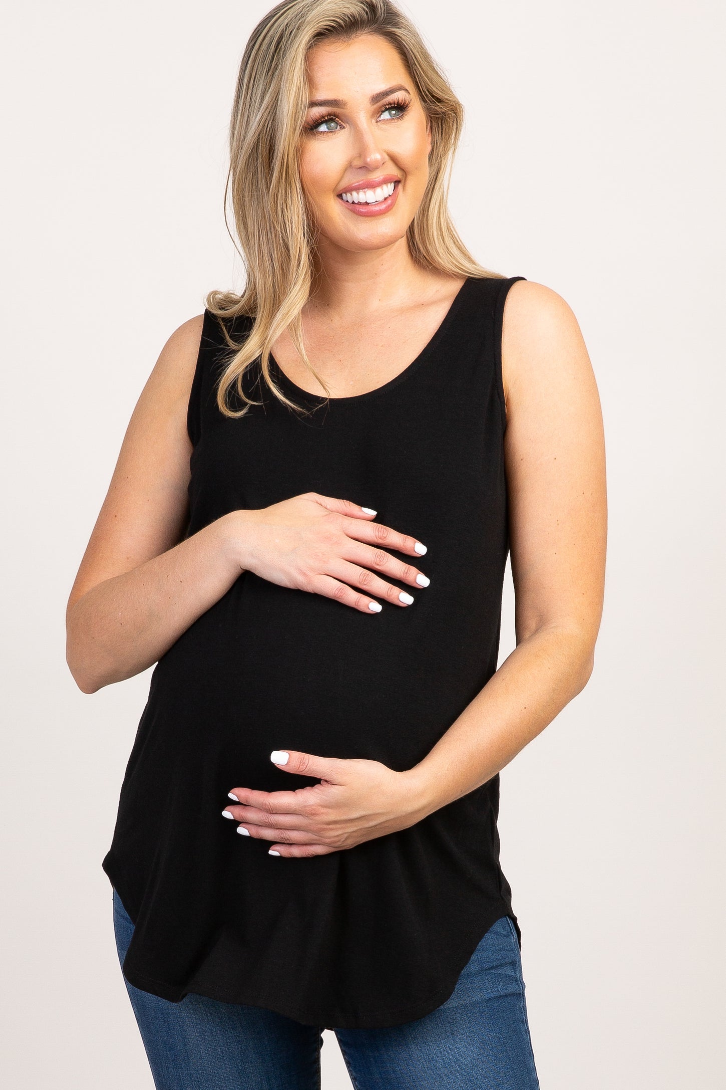 Black Basic Sleeveless Maternity Top