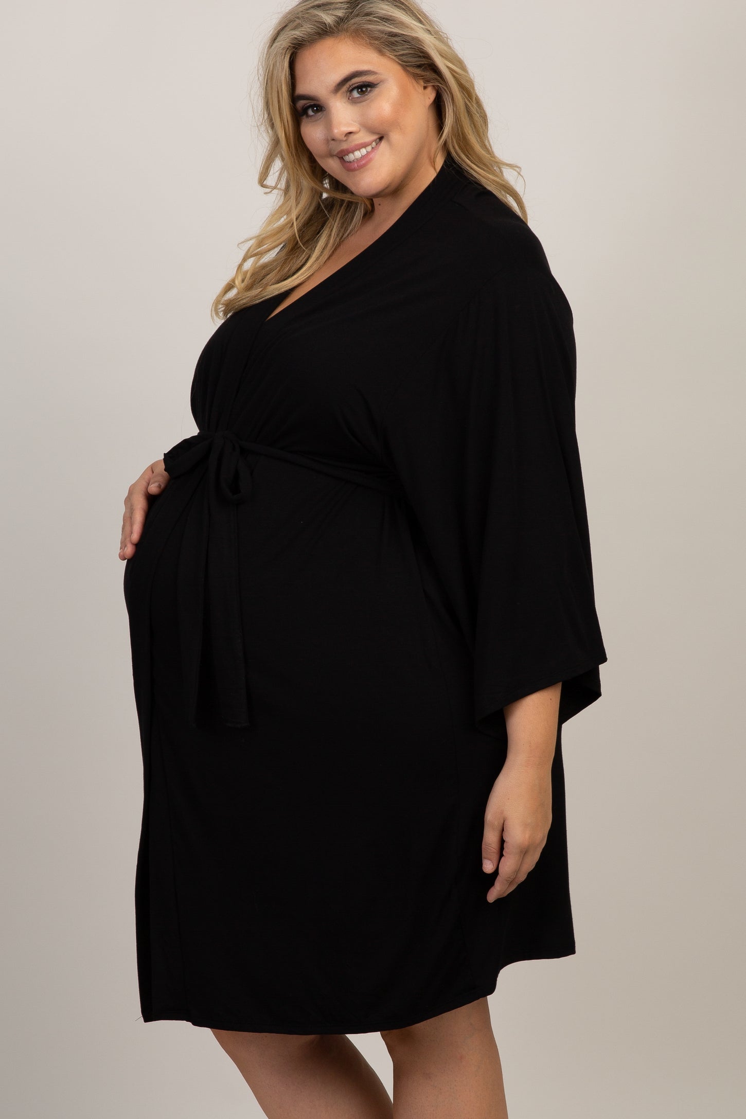 PinkBlush Black Delivery/Nursing Maternity Plus Robe