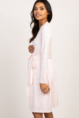 PinkBlush Light Pink Striped Delivery/Nursing Maternity Robe