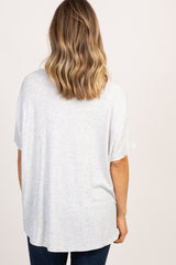 Heather Grey Button Front Knot Dolman Top