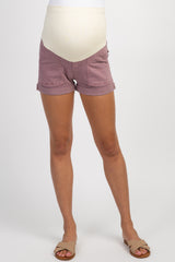 PinkBlush Mauve Cuffed Maternity Utility Shorts