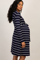 PinkBlush Navy Striped Delivery/Nursing Maternity Robe