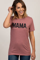 Mauve Mama Glitter Print Graphic Maternity Top