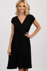 PinkBlush Black Draped Nursing Dress